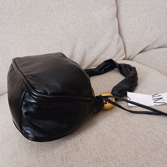 Zara black leather shoulders bag - Picture 4 of 12